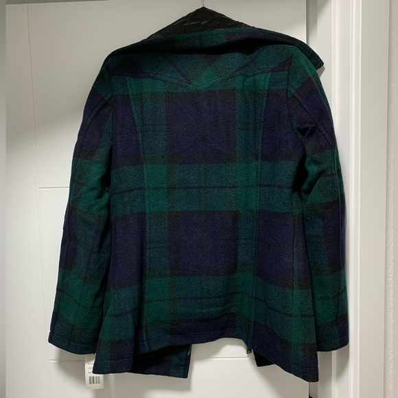 Pendleton Wool Blend Quilted Collar Coat Green and Navy Plaid NWT Size Small - Picture 6 of 7